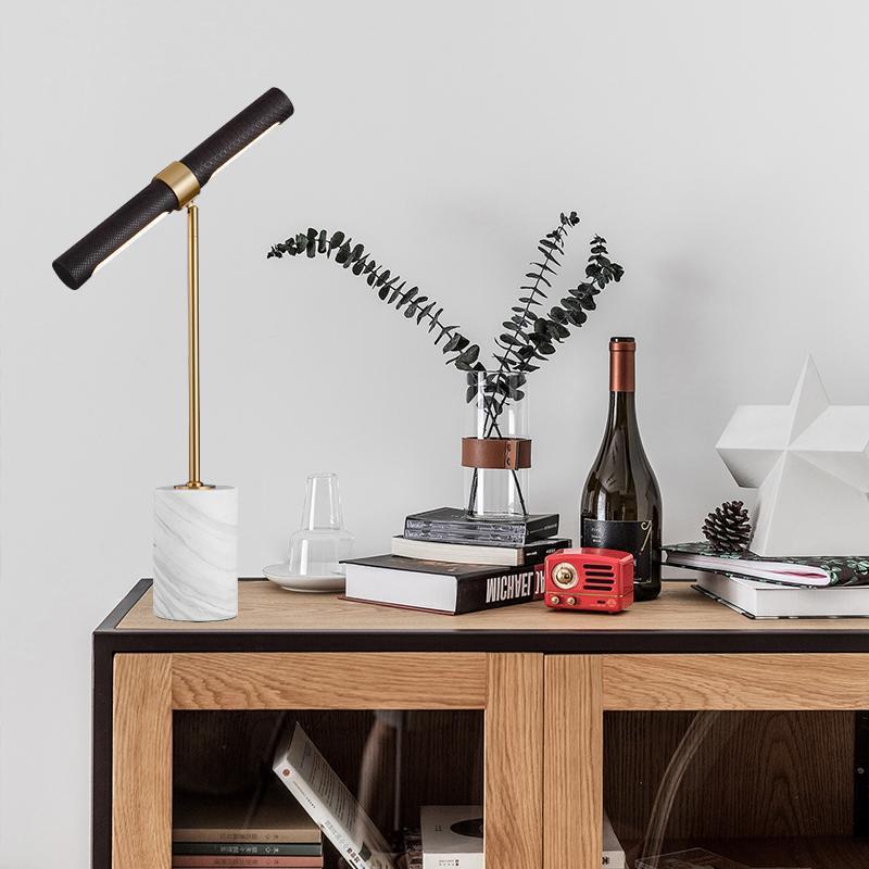Lighting Table Decor - Dekorative Tischlampe, Designer-Licht Luxuriöse Leder-Marmor Schreibtischlampe
