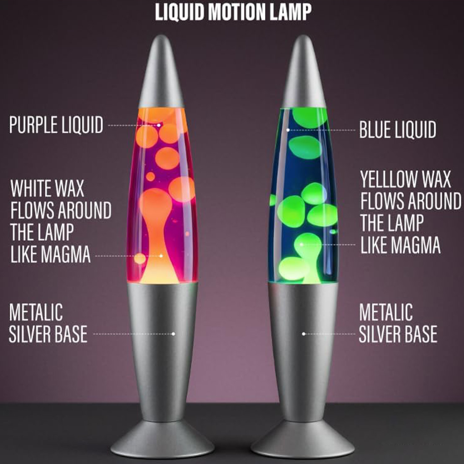 Lava Lamp Desktop - Quallen-Dekorationslampe, Metallfuß, vulkanisches Wachs-Lava-Nachtlicht, geeignet für