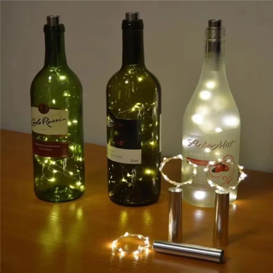 Decor Lighting Cork - LED-Weinflaschenkorken, sternenklare Lichterkette, 1/2/3 m, Batterie-Stromversorgung