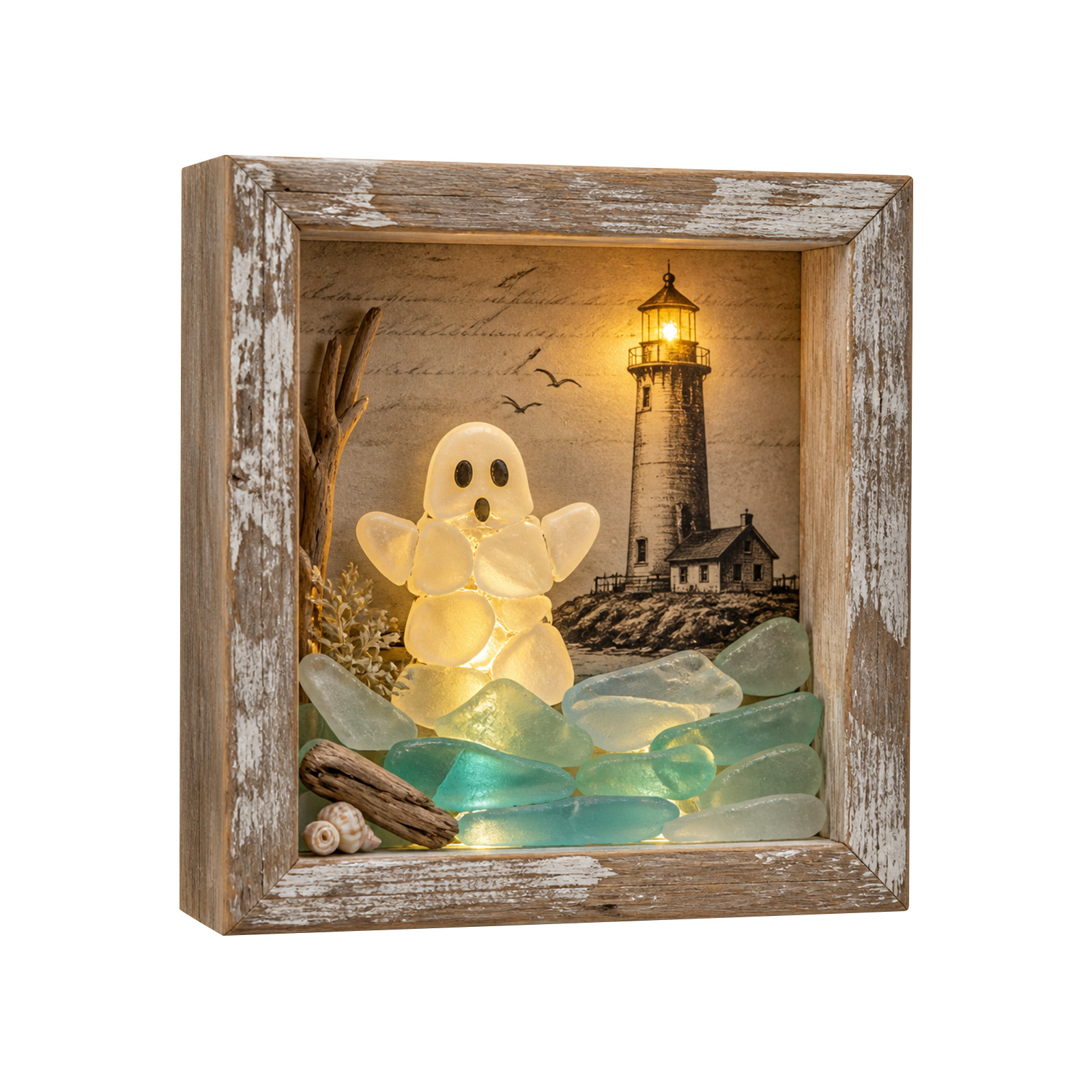Lighting Room Decor Photo - Fotorahmen LED Dekorative Nachtbeleuchtung mit Seeglas