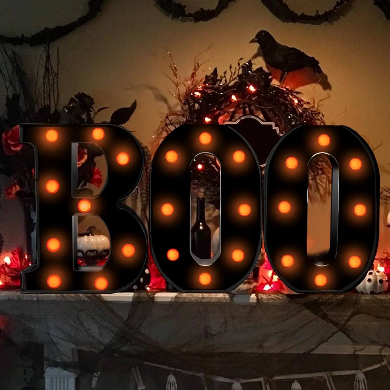 Light Up Letters Marquee - Halloween-Dekoration für den Innenbereich, 3 LED-Festzelt,