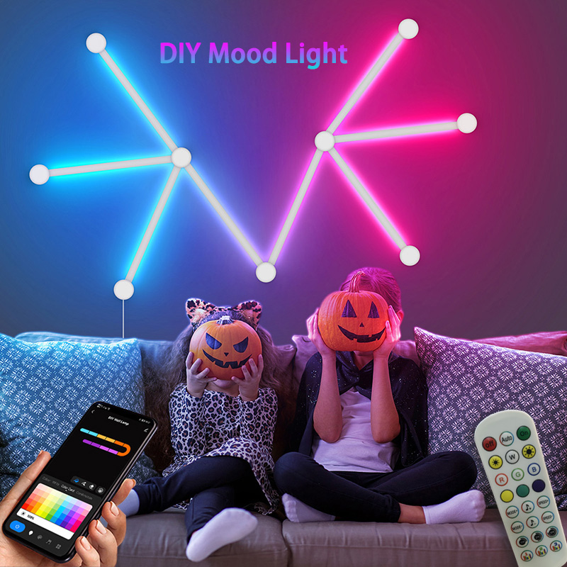 Lighting Decor For Bedroom - Intelligente RGB-Wandleuchte, Bluetooth-APP-Verbindung, LED-Lichtleiste für Musikpartys,
