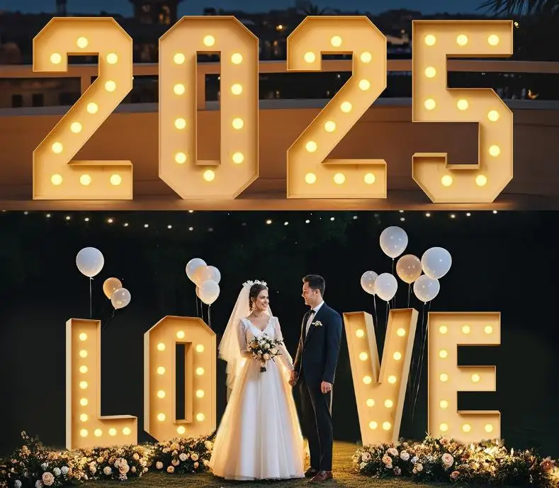 Light Up Letters Marquee - Leuchtende Zahlen mit Weißen Lichtern Weiße