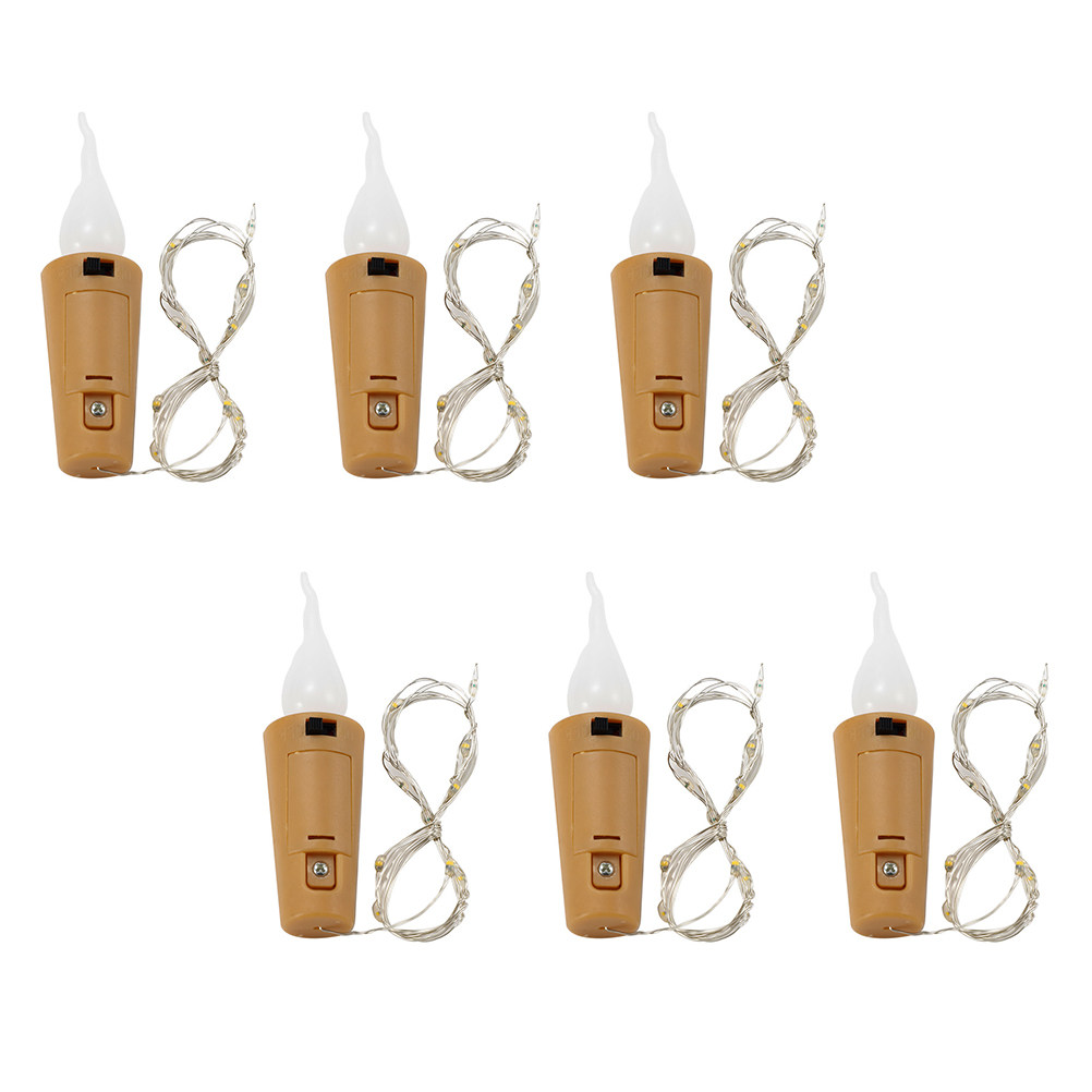 Decor Lighting Cork - 6-teilige Weinflaschen-Lichterkette mit Korkverschluss, Batteriebetrieben, Dekorative