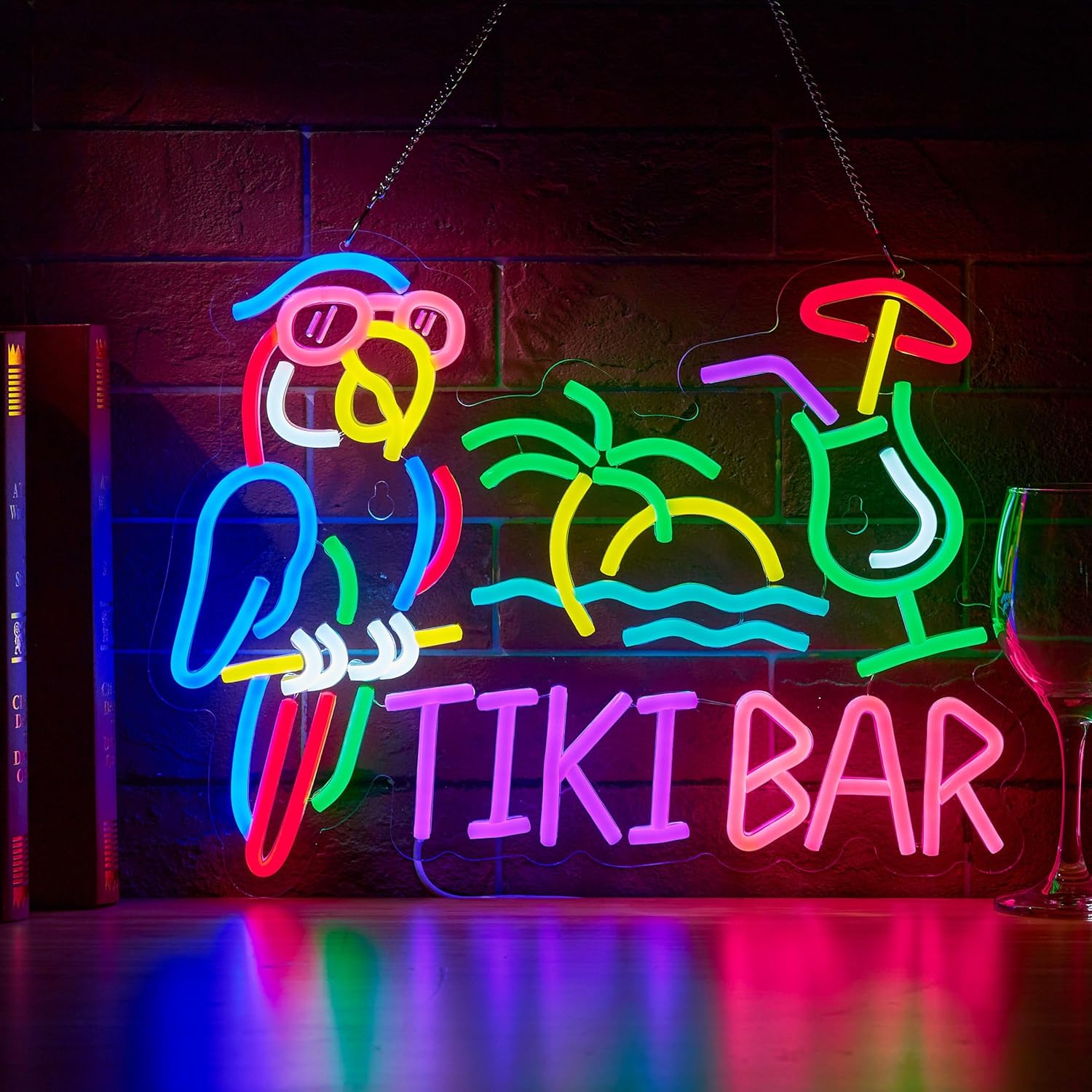Wall Decor Lighting - Tiki Bar Papageienpalmen-Neonschild Geschäfts-Wandbeleuchtung USB LED