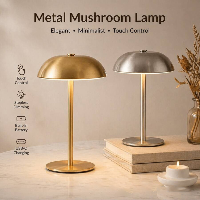 Mushroom Table Lamp - Niedliche Pilz-Tischlampe, Touch-Steuerung, 3 Farben dimmbar,
