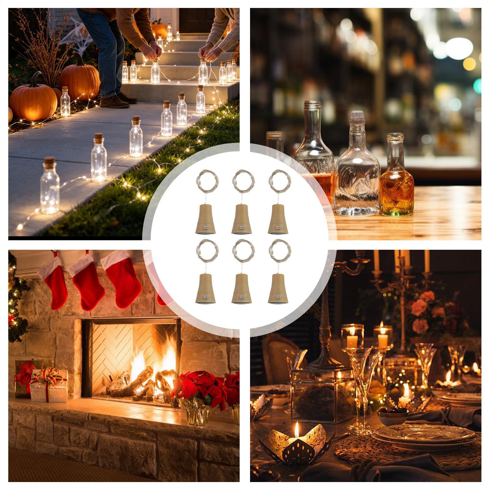 Decor Lighting Cork - Weinflaschenlichter mit Korken, 6 Stück, LED,