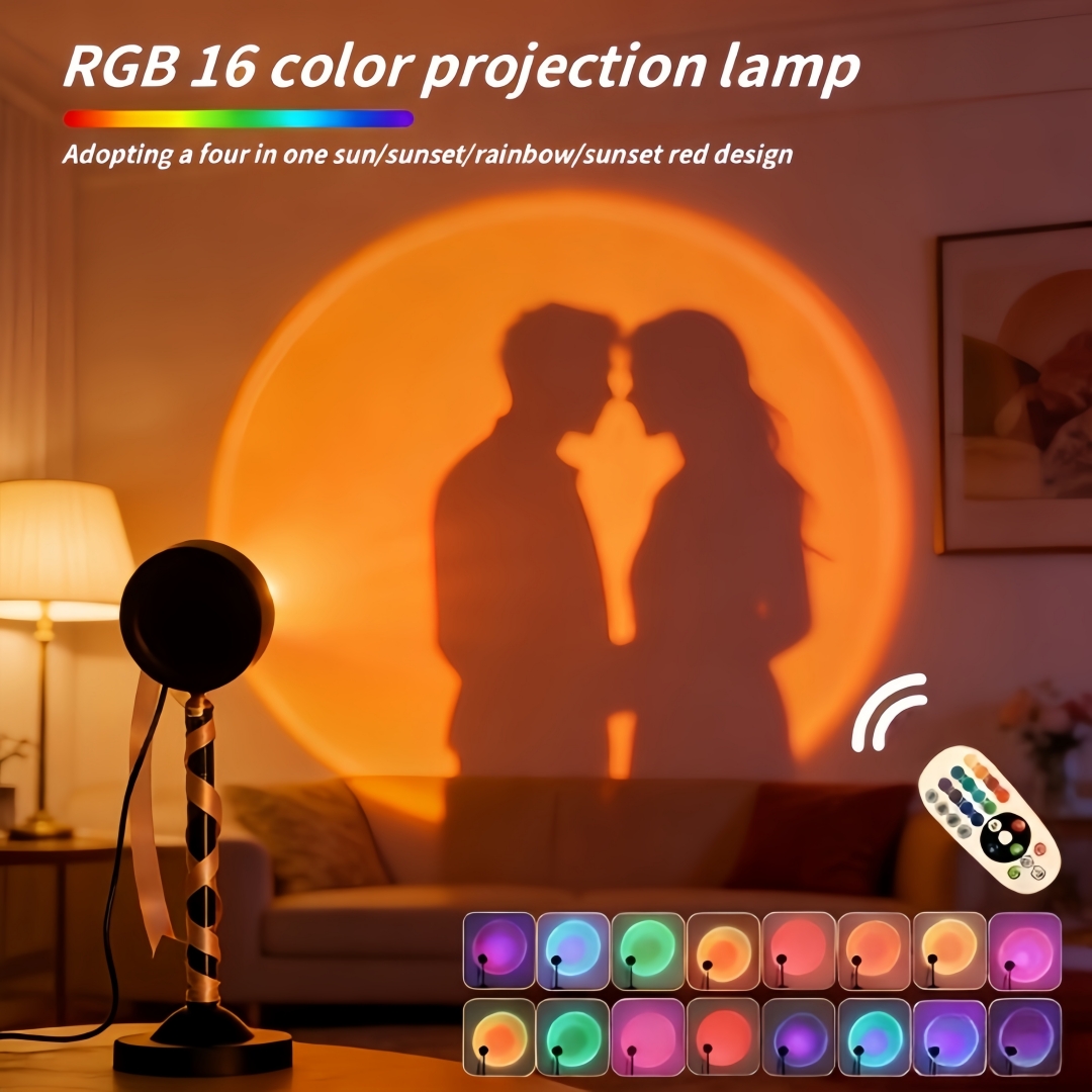 Lighting Room Decor Photo - 16-Farben-Sonnenuntergang-Projektionslampe, warmes Licht, Schlafzimmerdekoration, Nachtlicht, romantische