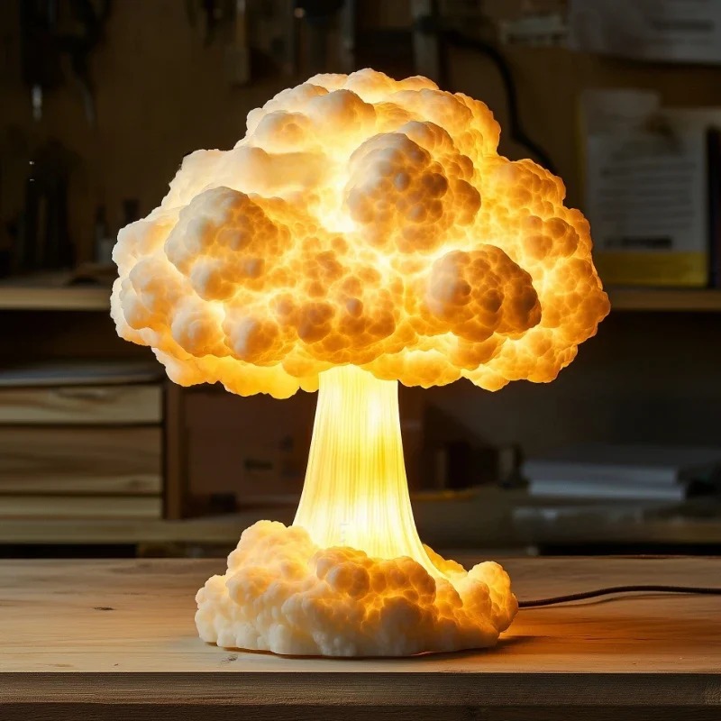 Mushroom Table Lamp - USB-betriebene Atomarbeitsplatz-Lampen-Imitation aus Harz für den