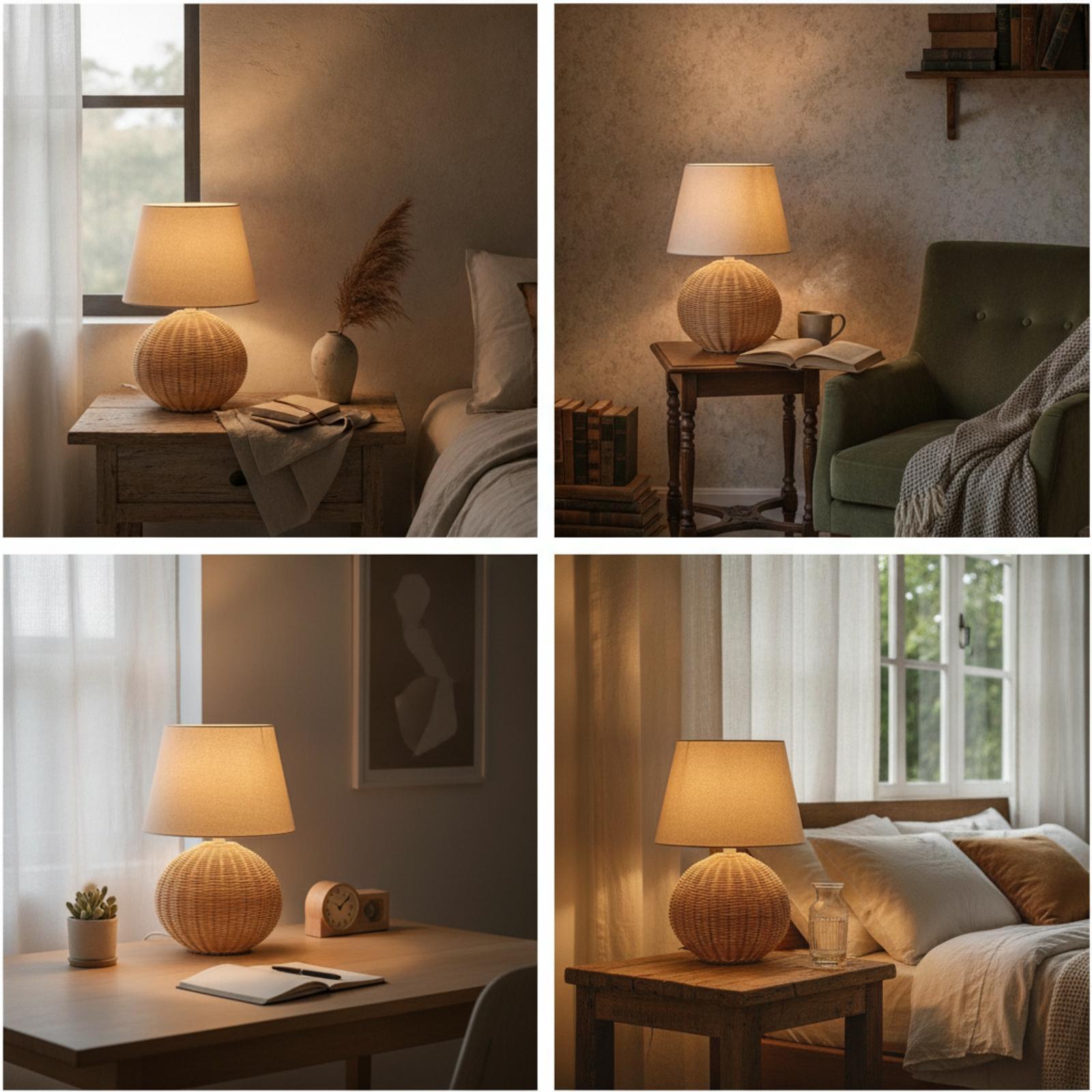 Nachttischlampe mit Rattanfuß  – Lighting Table Decor Bewertung und Preis