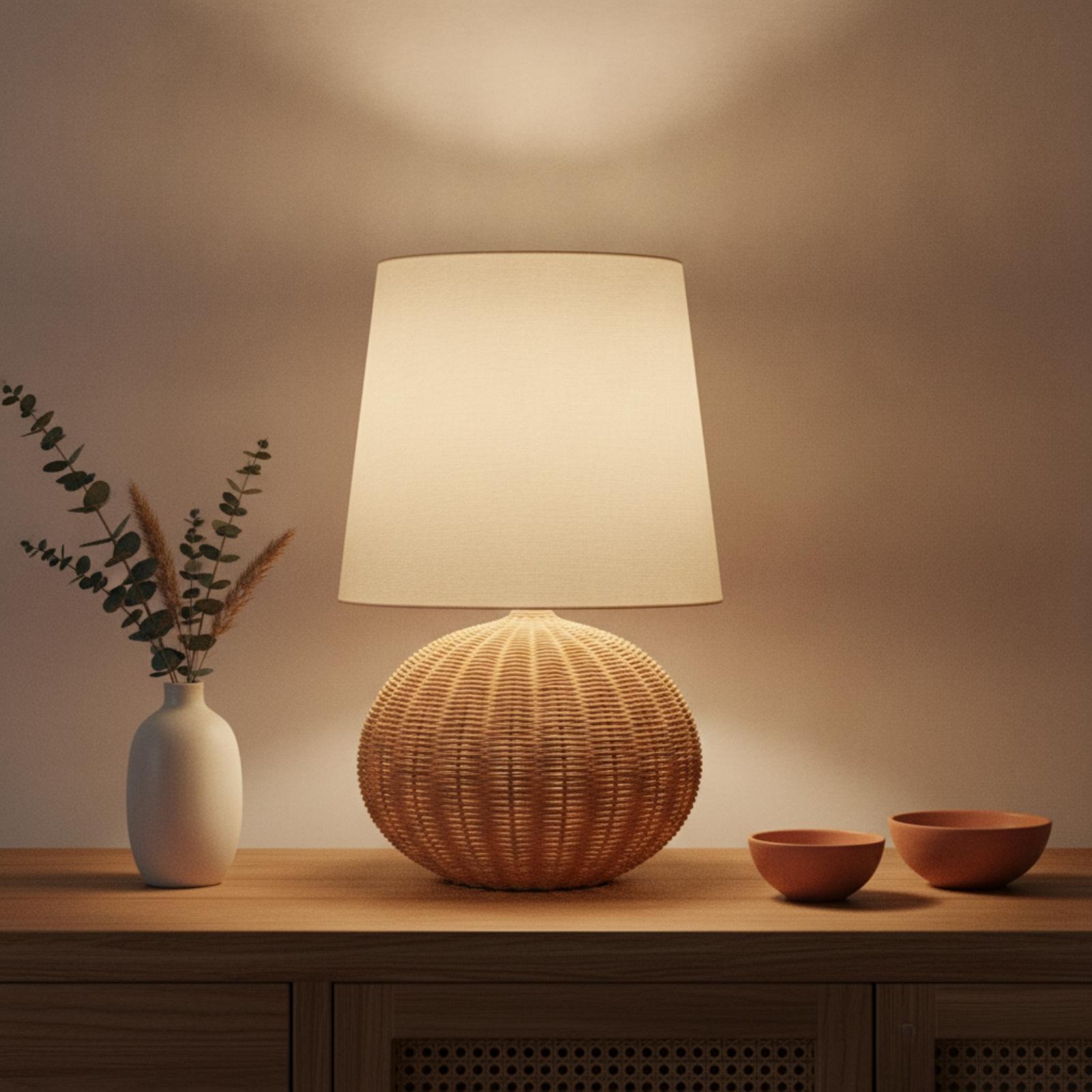 Nachttischlampe mit Rattanfuß  – Lighting Table Decor Bewertung und Preis