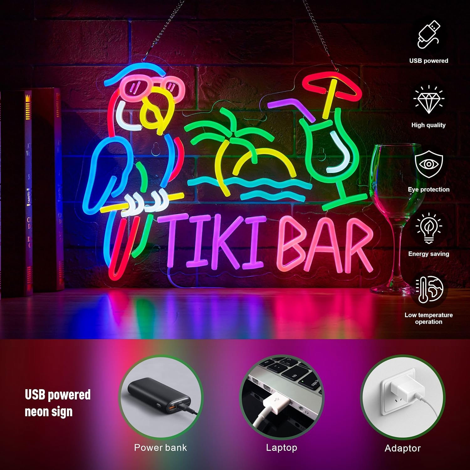 Tiki Bar Papageienpalmen-Neons – Wall Decor Lighting Bewertung und Preis