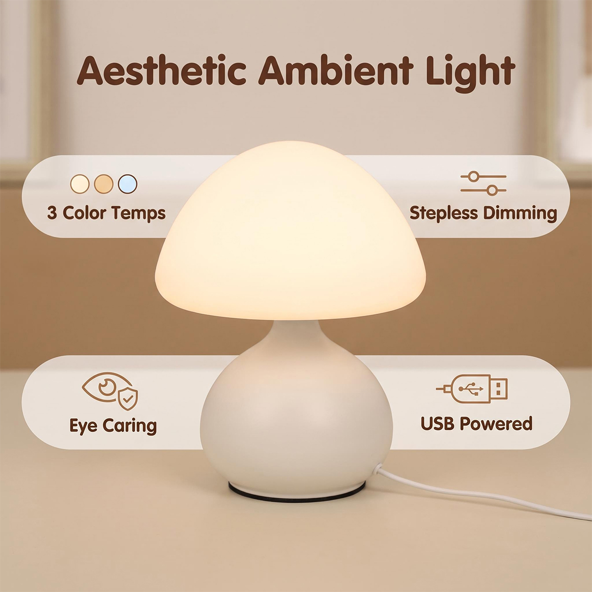 Mini-Pilz-Nachttischlampe mit  – Mushroom Table Lamp Bewertung und Preis